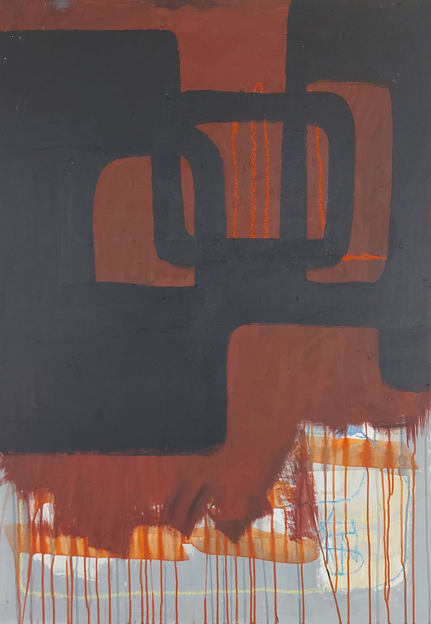 Original Abstract Artwork Painting LLEGAR by Sibylle Werkmeister bold black rustic