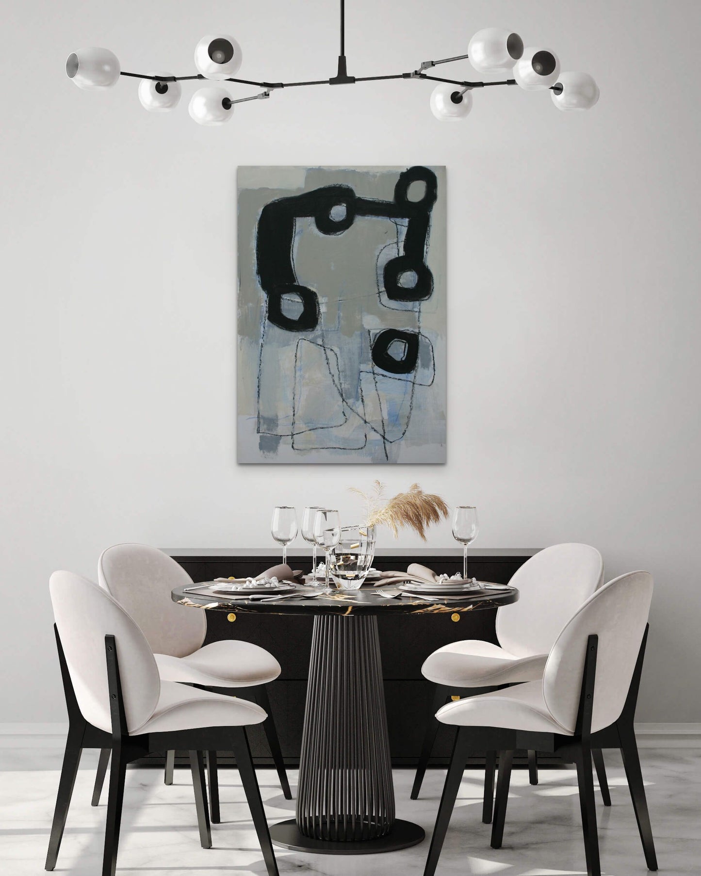 Abstract Artwork Painting by Sibylle Werkmeister in dining room