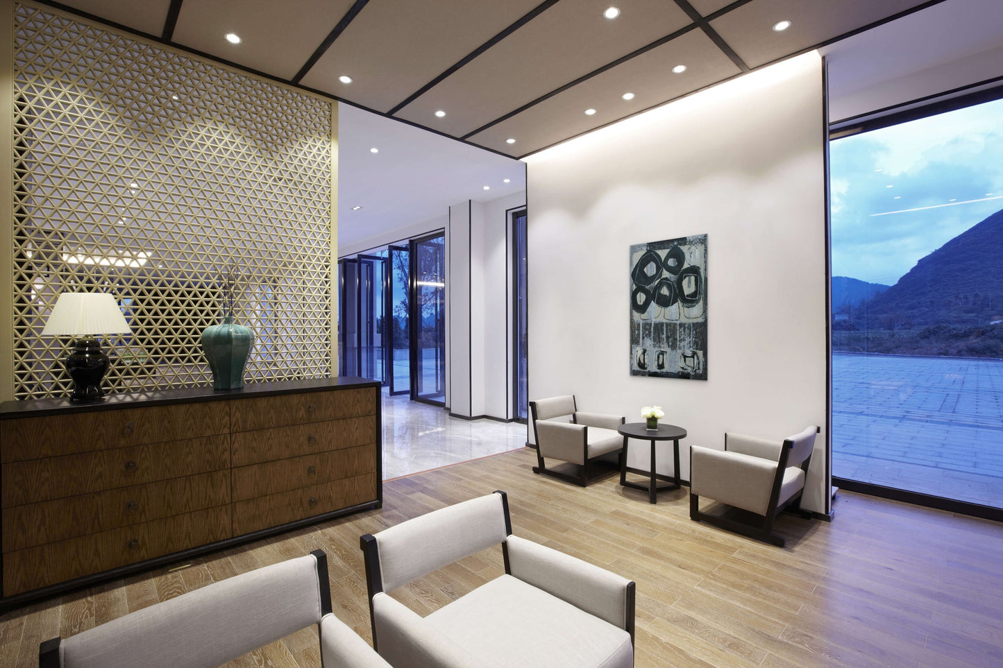 Abstract artwork painting Zaragoza by Sibylle werkmeister on wall hotel lobby company office entrance