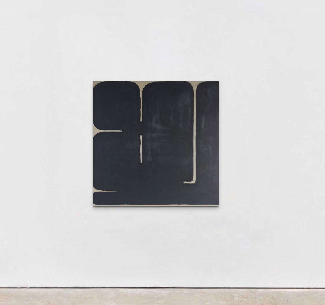 Origonal artwork painting ZEN GAMES No.5 by Sibylle Werkmeister minimal abstract canvas black interior design