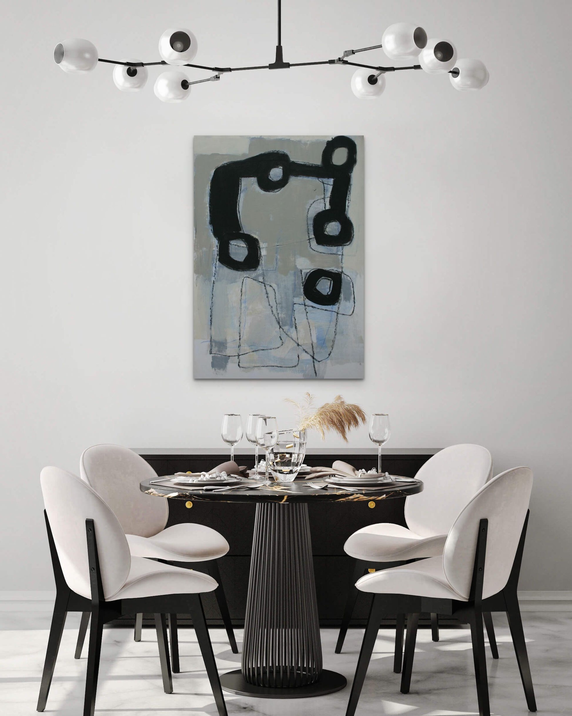 Abstract Artwork Painting by Sibylle Werkmeister  in dining room