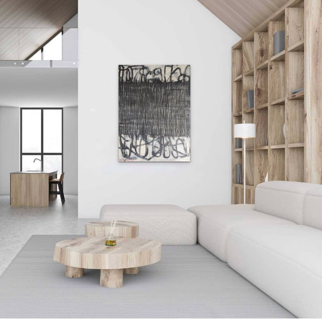 Abstract artwork  painting tomorrow by Sibylle werkmeister scandinavian design living room interior design 